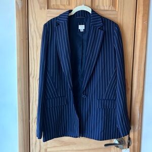 Blue and white pin striped blazer